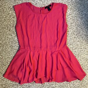 Ashley Stewart Womens Peplum Top Size 14-16 Pink Barbie Preppy Romantic Flaw